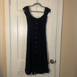 ASTR The Label Bonjour Midi Dress Small Peasant Elastic Back Panel Button Front